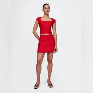 NWT GAP Mini Skort Vibrant Red Linen Blend